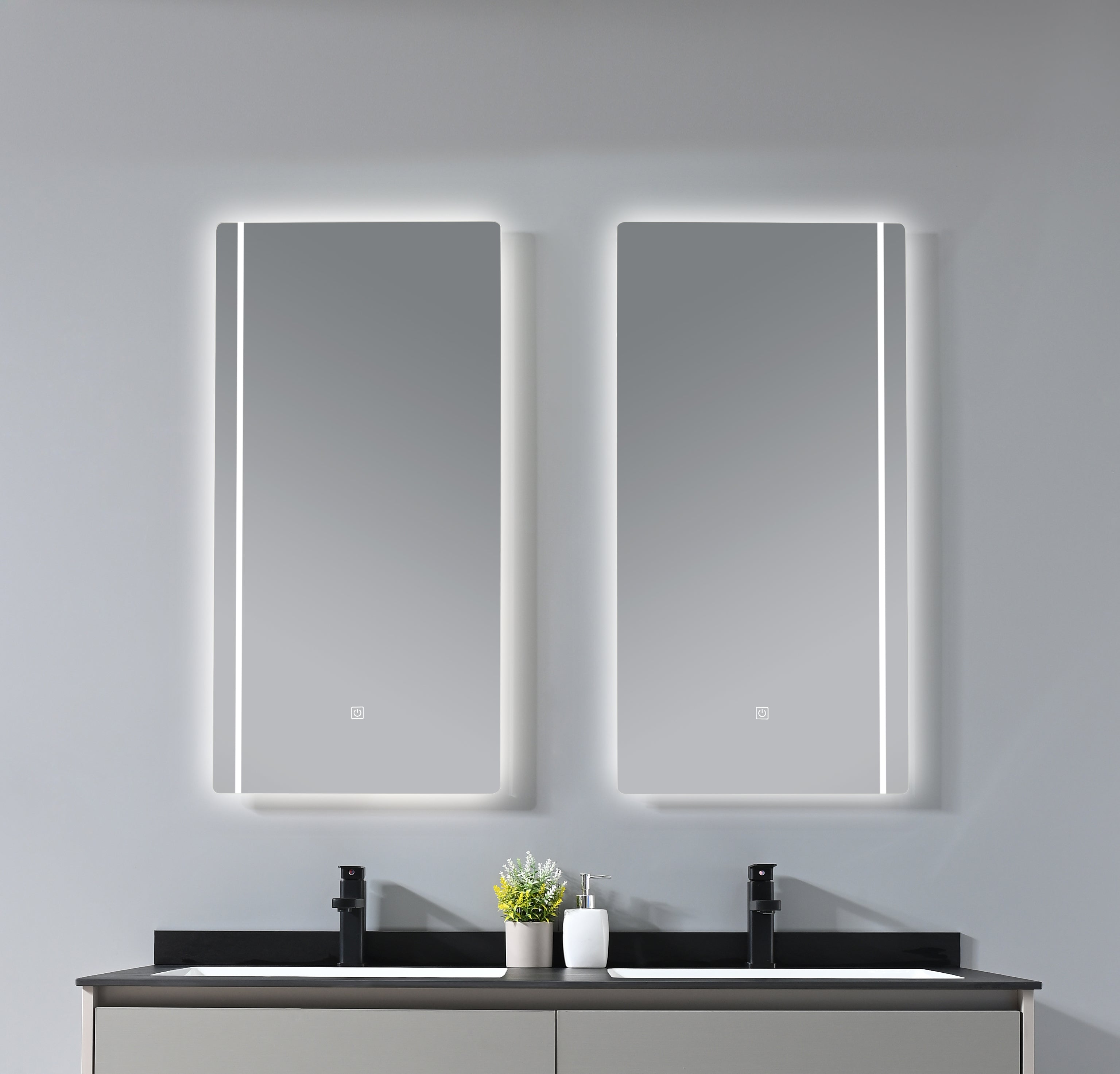 Ensemble Complet Eleganza 55": Double Bassin, Vanité, Deux Miroir LED